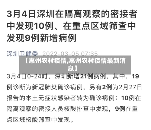 【惠州农村疫情,惠州农村疫情最新消息】-第1张图片