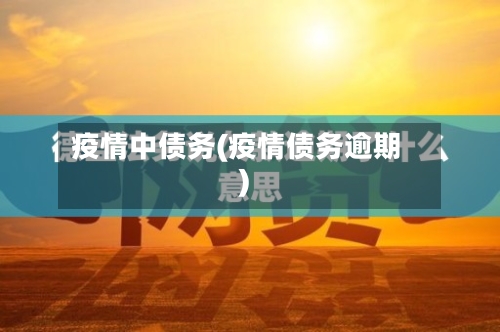 疫情中债务(疫情债务逾期)-第3张图片