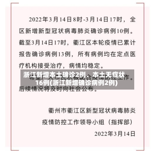 浙江新增本土确诊2例、本土无症状16例(浙江新增确诊病例2例)-第1张图片